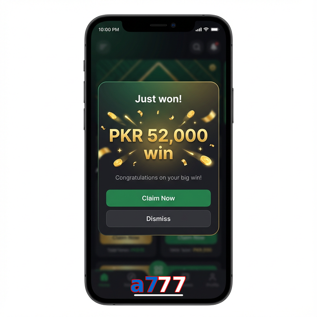 Main screen of A777 win page for PK players